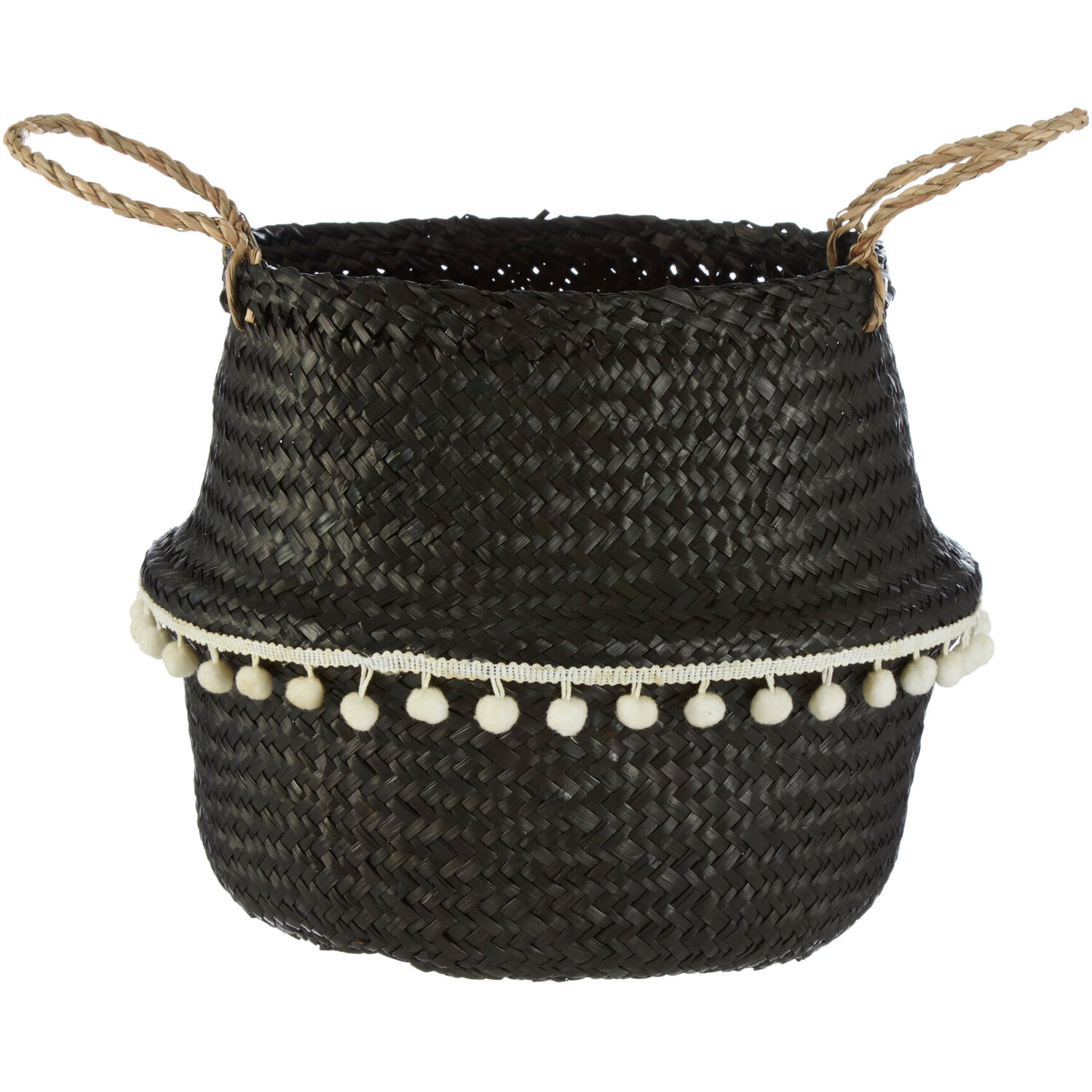 Interiors By Premier Solas Small Black Seagrass Basket - Black