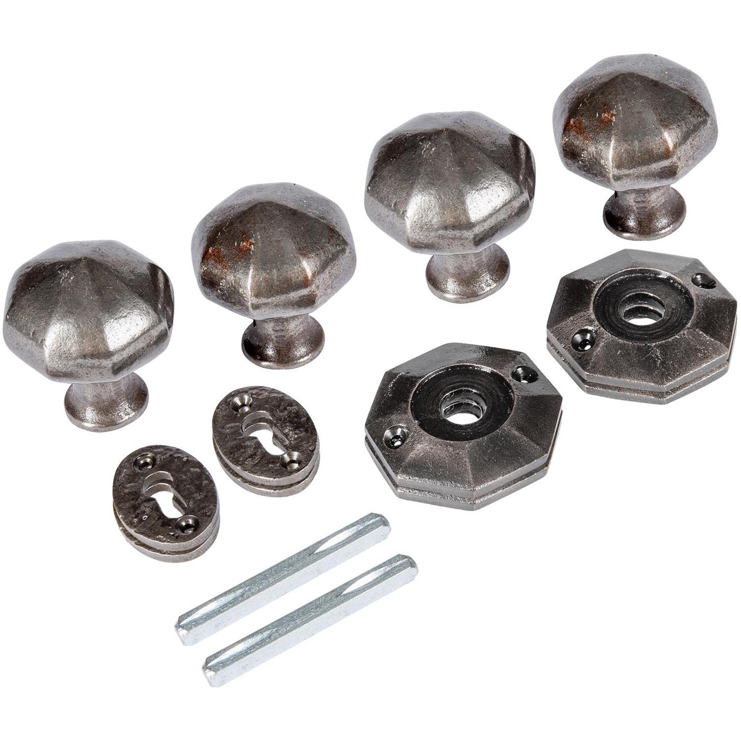 Hammer and Tongs Octagonal Rim & Mortice Door Knob - W60mm - Pack of 2 in Grey | Size: 10000mm x 520mm