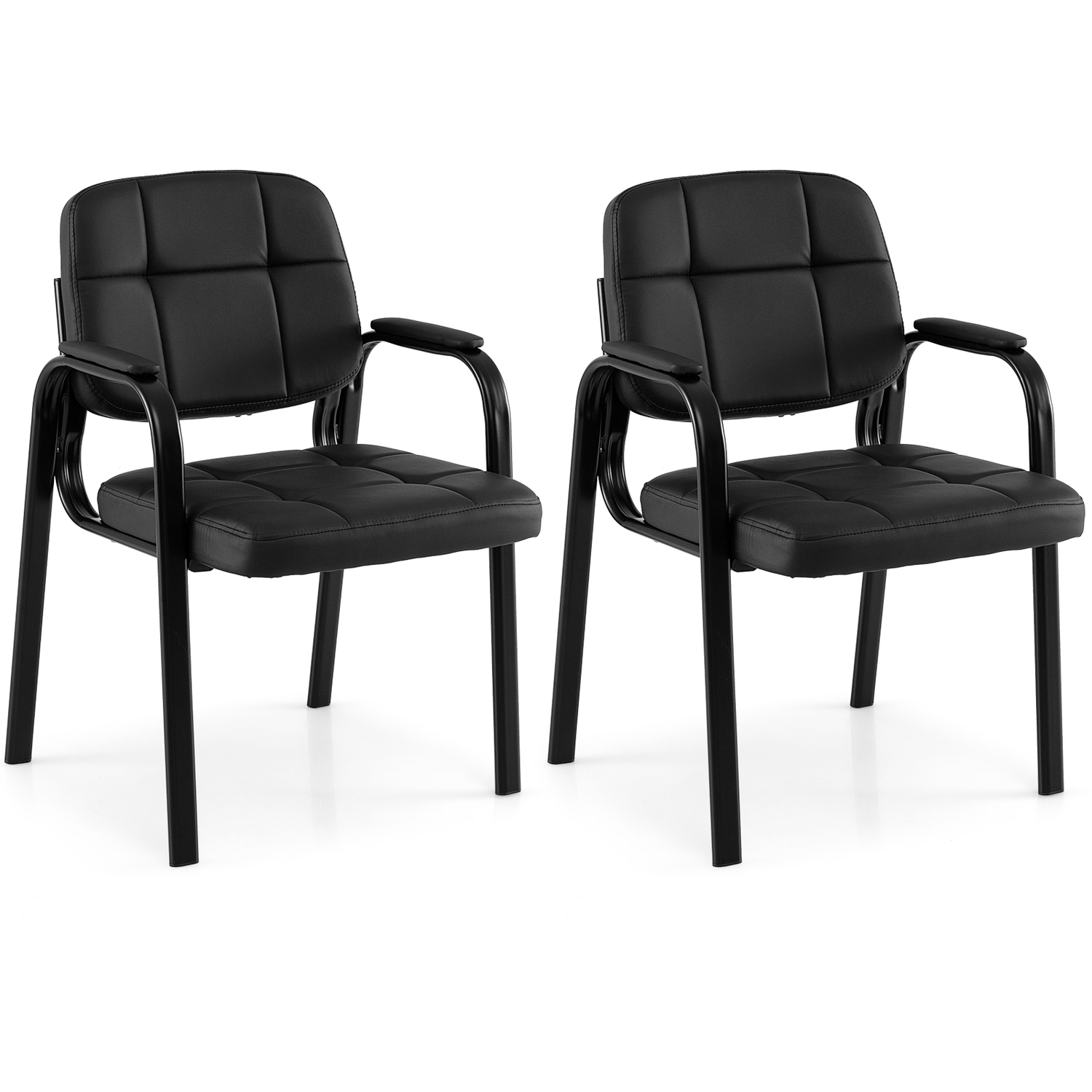 Costway Set Of 2 Waiting Room Guest Chairs - Black / 81.5Cm