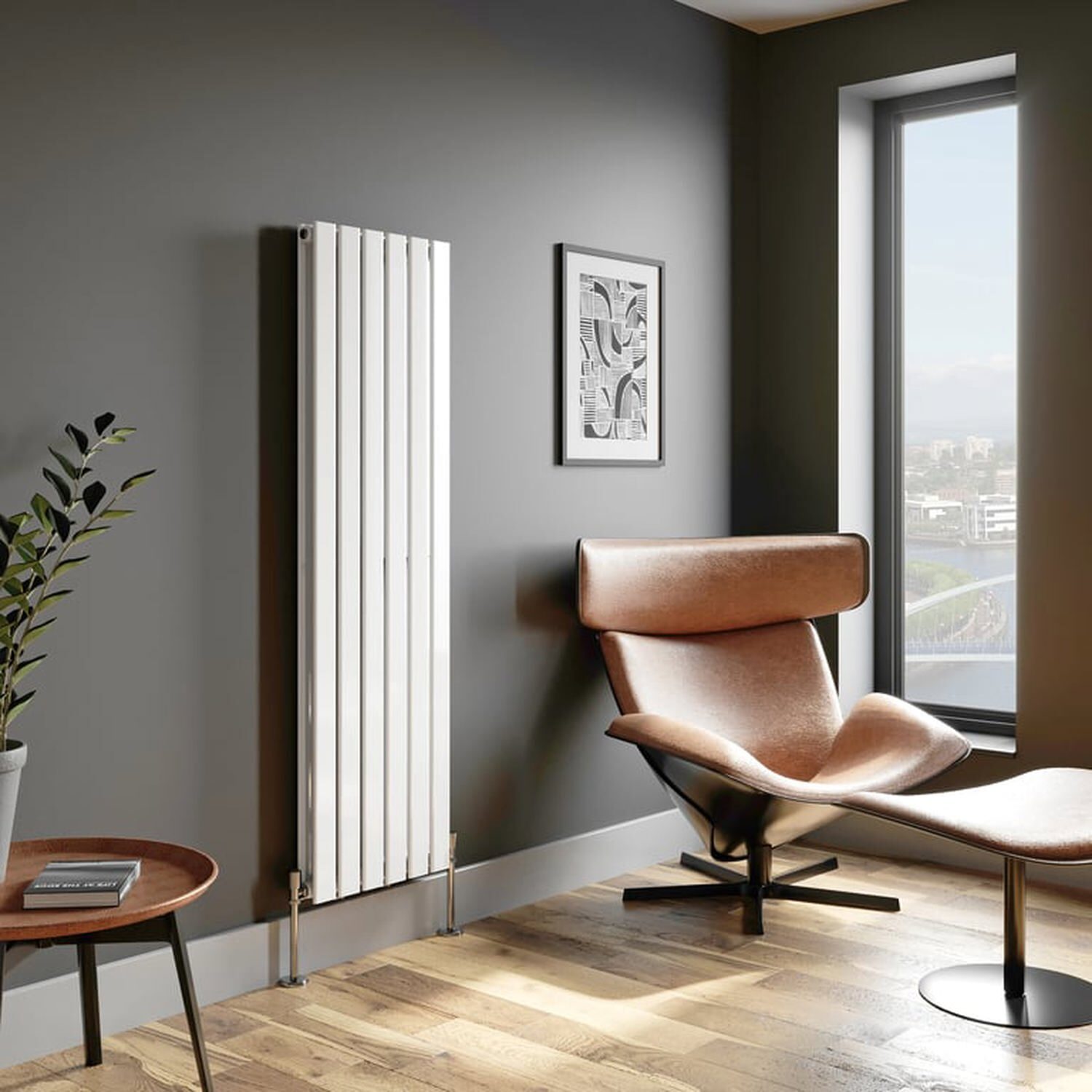 Temprazo Vertical Double Flat Panel Designer Radiator - 1800 X 300Mm White - White / 1600Mm / 455Mm / 66Mm