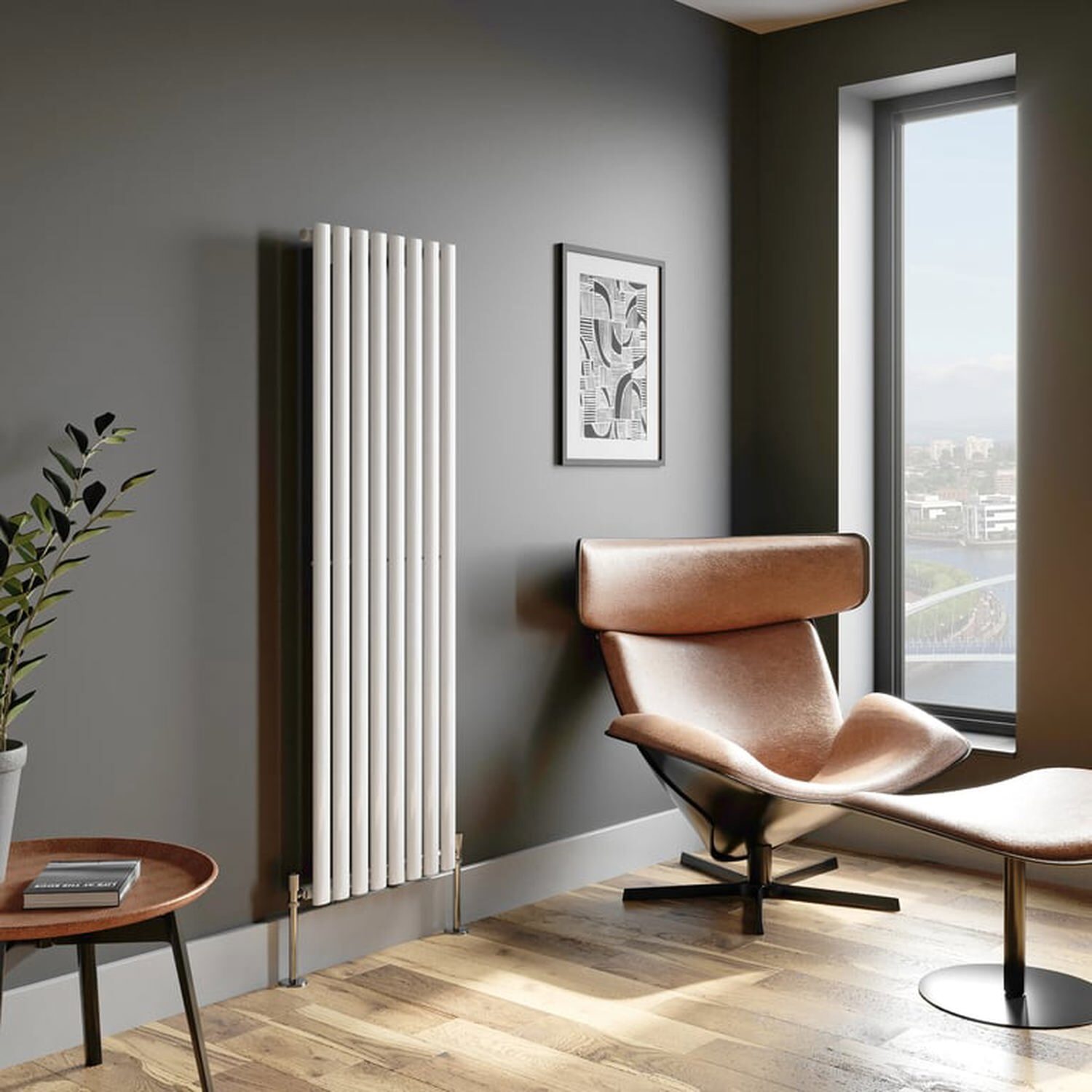 Temprazo Vertical Oval Tube Single Panel Designer Radiator - 1800 X 480Mm White - White / 1600Mm / 480Mm