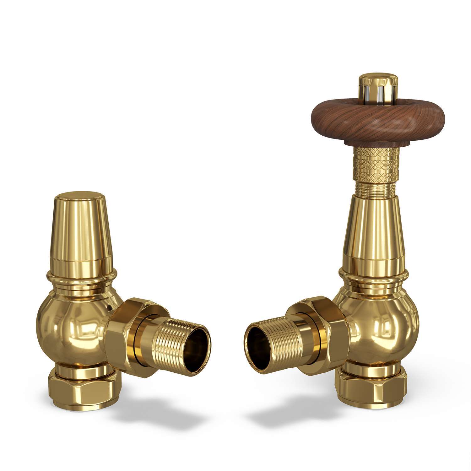 Uk Radiators Derry Traditional - White Thermostatic Radiator Valve & Lockshield Angled - Polished Brass / 136Mm / Trv Valve, Lockshield And Fitting Instructions In - Image 2