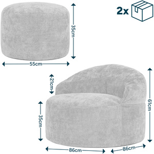 icon Orb Accent Chair and Milano Round Footstool Chenille, Mulberry