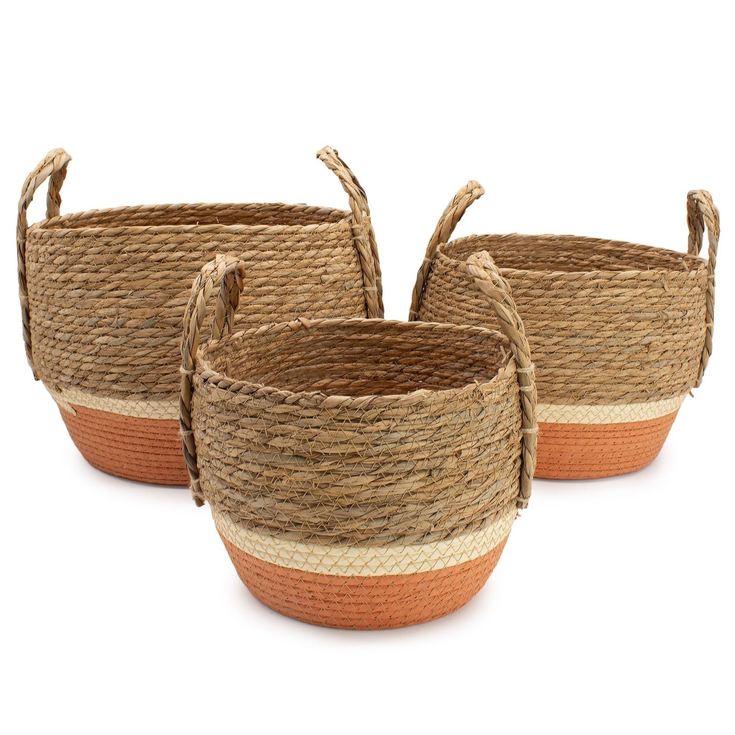 Image of Straw and Seagrass Storage Basket Set&hellip;