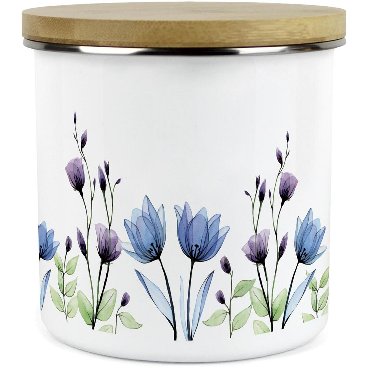 Purely Home Blooming Lovely Large Kitchen Storage Canister - Blue / Large