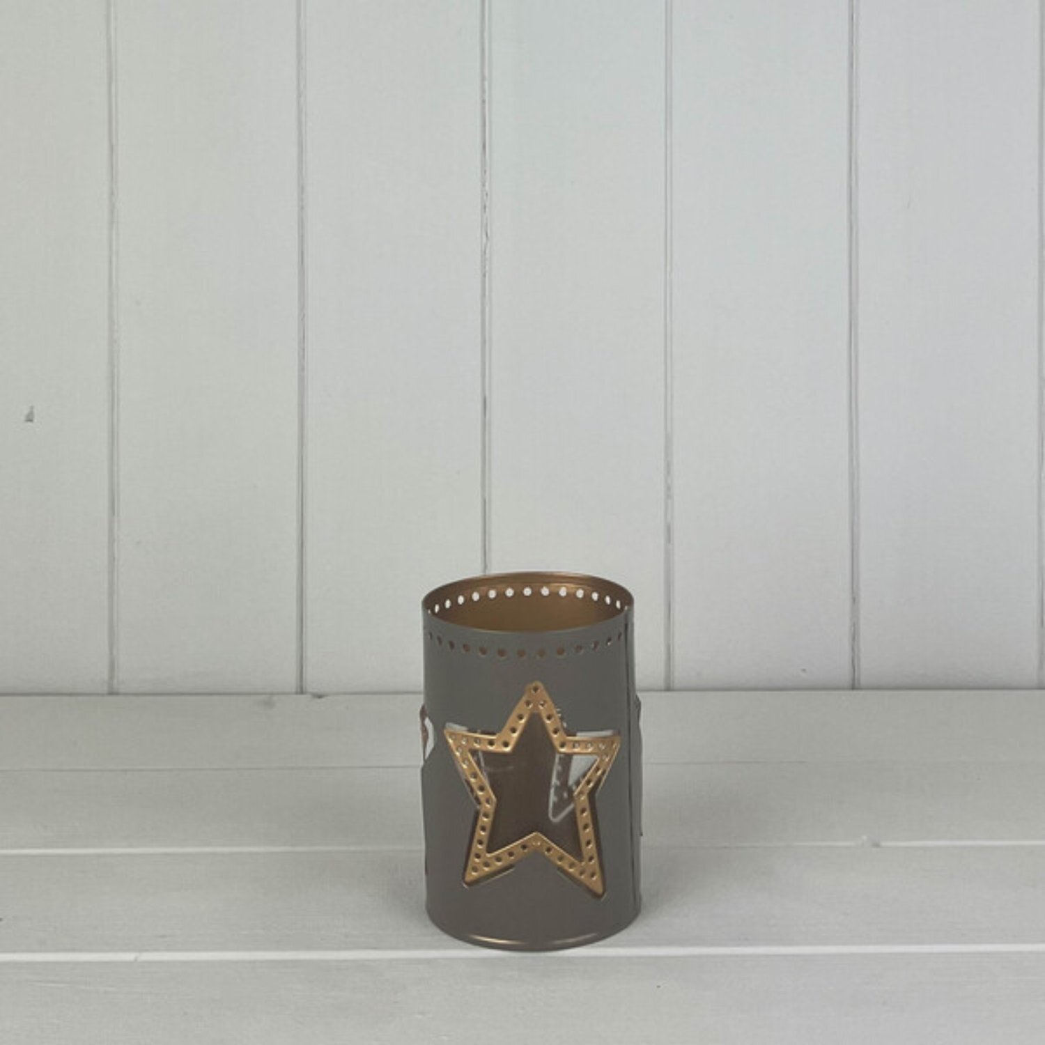 Kdmd Grey Tealight Holder With Star Design - Grey - Image 1