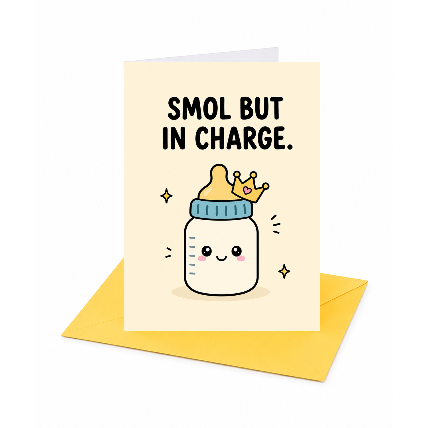 Brightfeel Smol But In Charge New Baby Congratulations Card - Multi