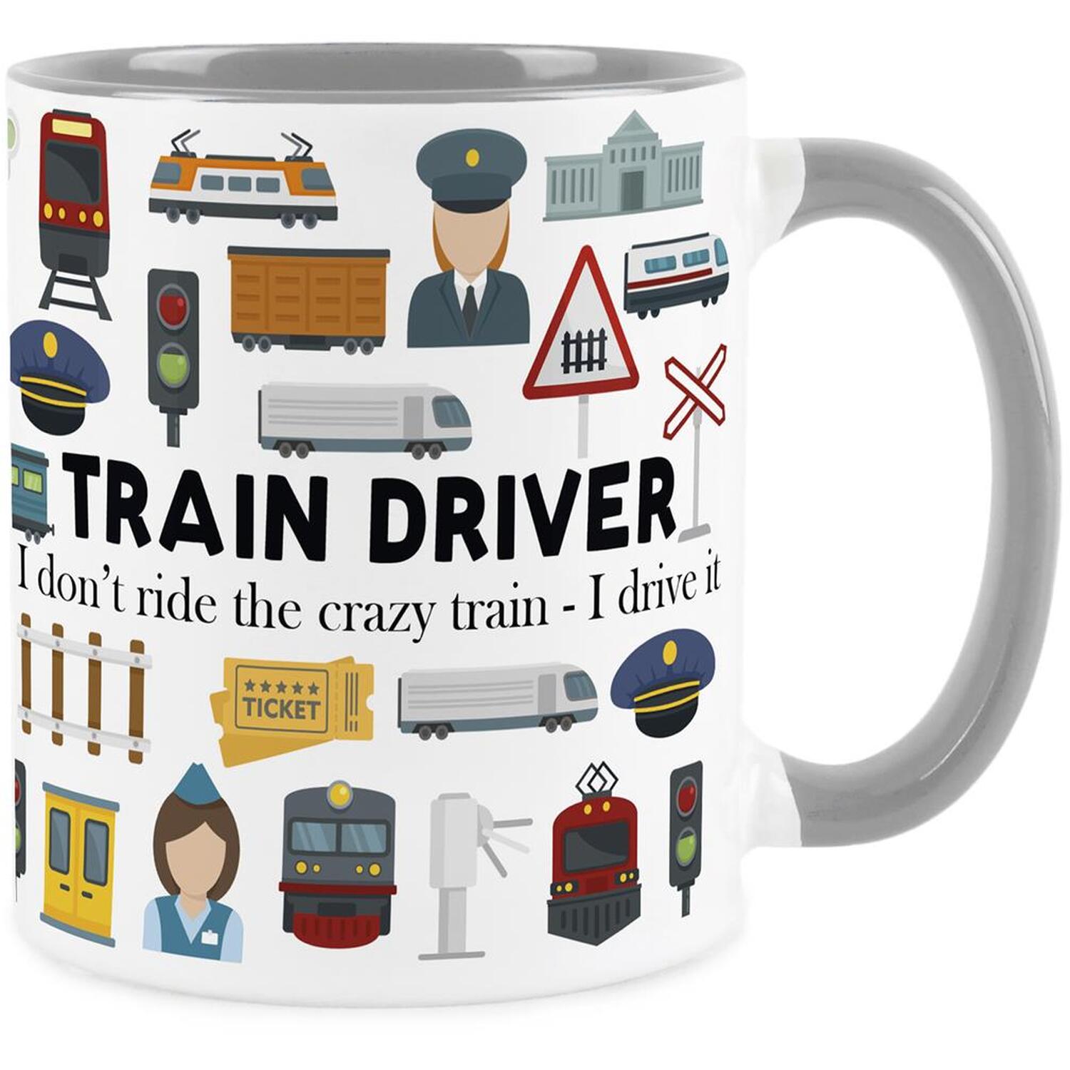 B&Q -  Train Driver MugHumorous Train Driver & Operator Themed Novelty GiftsTea/coffee Hot Drinks Grey Ceramic Cup Present - Image 3