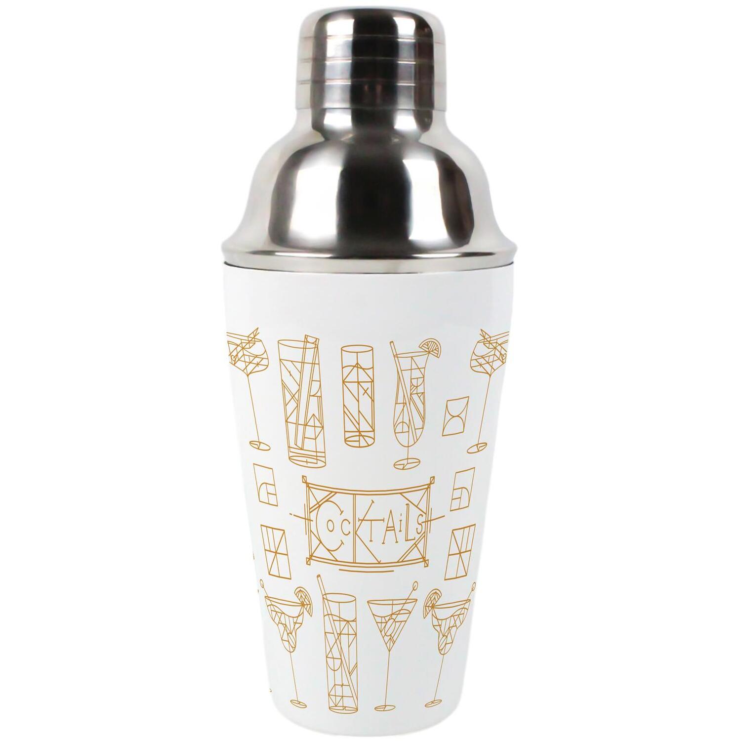 B&Q - Gold Art Deco Cocktail Shaker With Strainer - Image 2