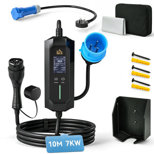 HOMCOM EV Charger 7kW Type 2 to CEE 32A Plug with UK Adapter, 10 m, 6-32A