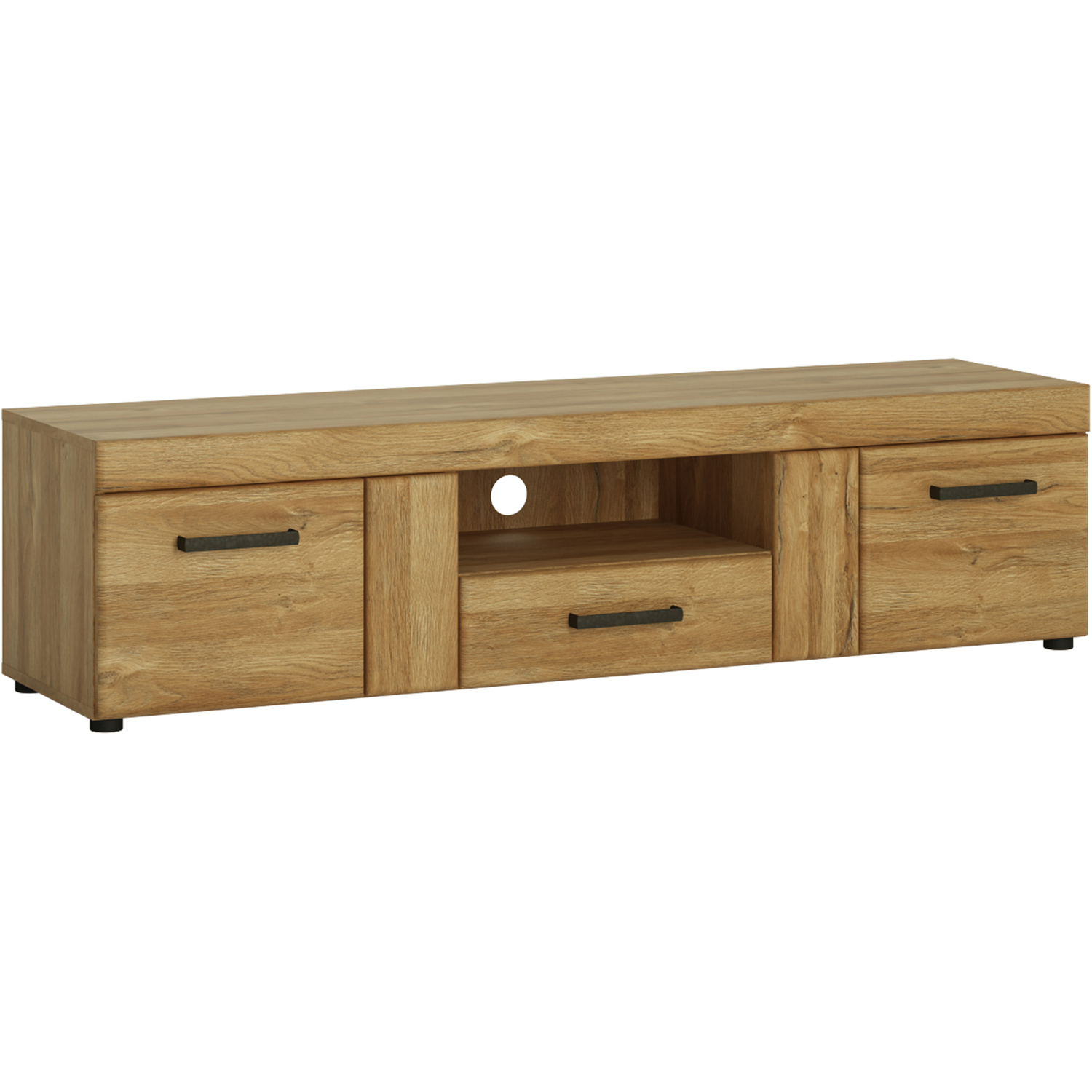 Furniture to Go Cortina 2 Door 1 Drawer Wide TV Unit - Grandson Oak - Brown - Image 2