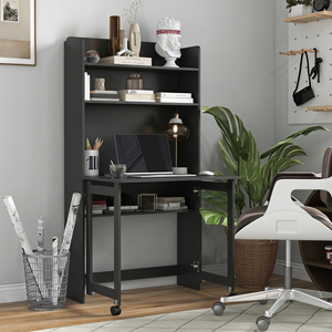 HOMCOM Writing Desk with Foldable Desktop for Bedroom, Home Office, Black
