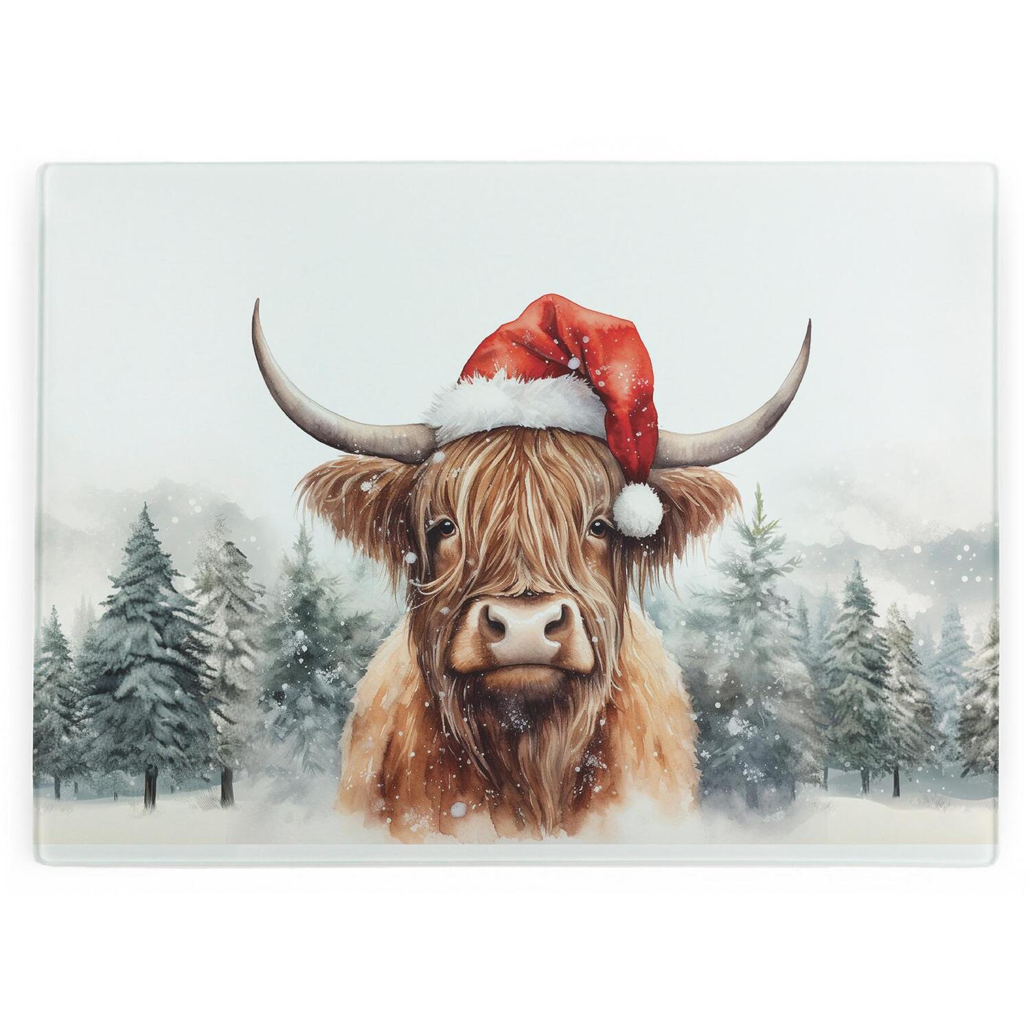 Image of Christmas Highland Cow Large Smooth Glass&hellip;