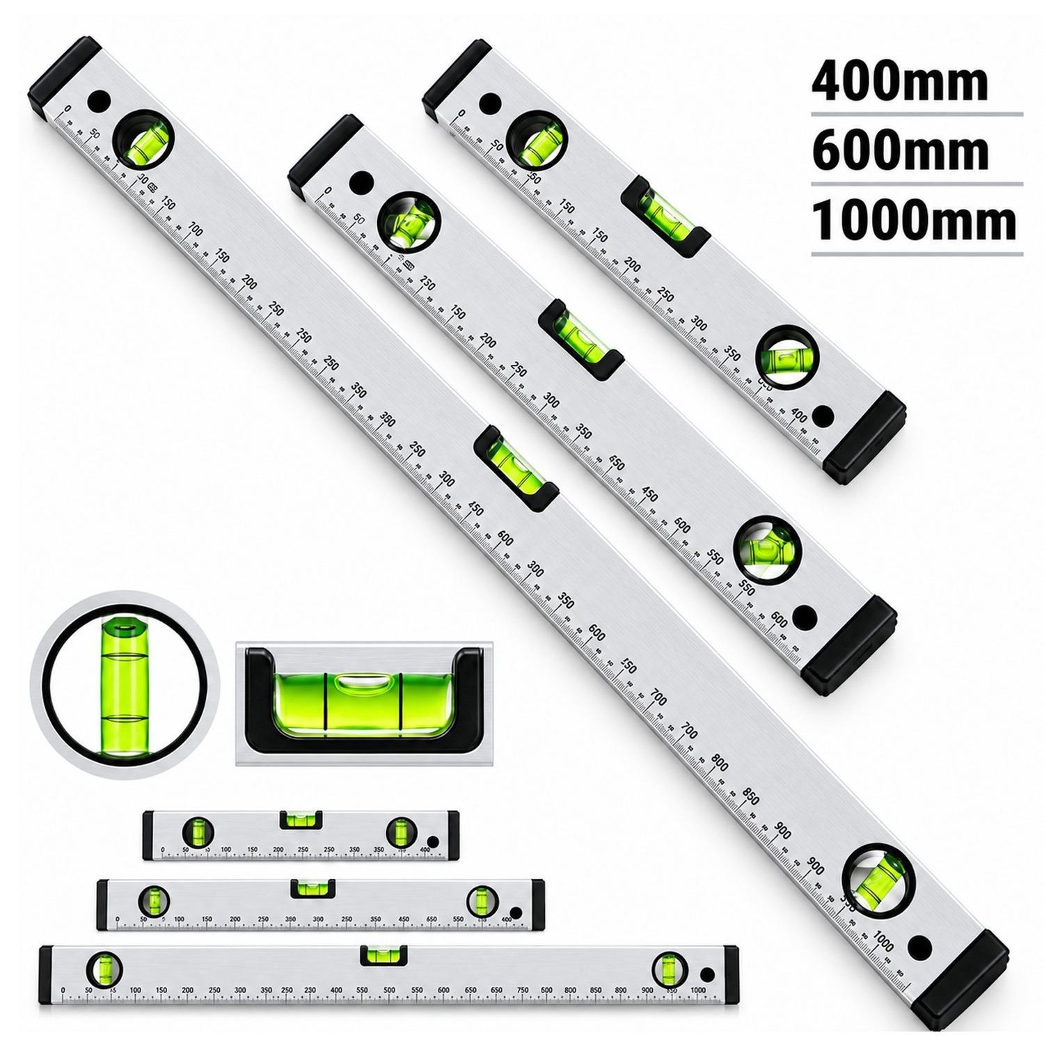 Atek 3 Pack Spirit Level Set - Silver