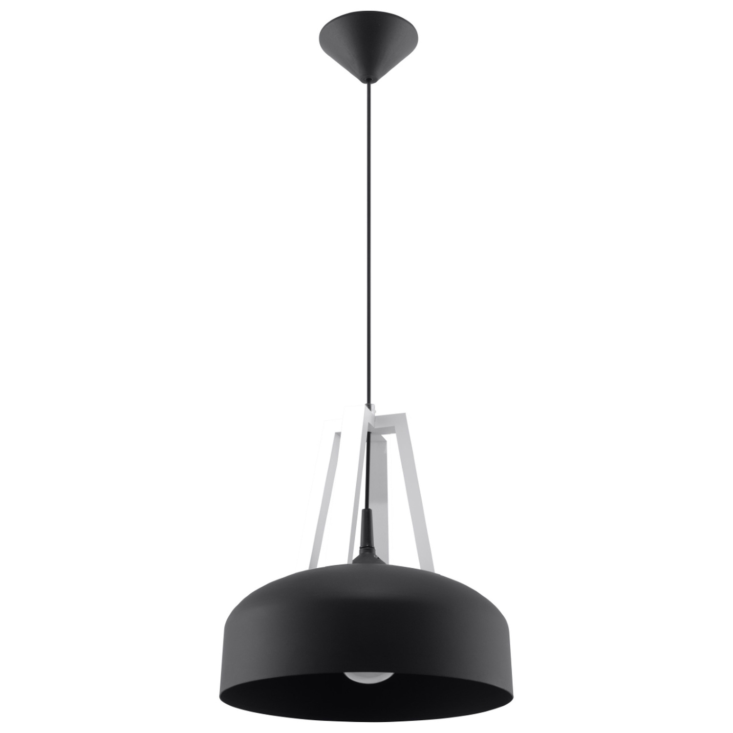 Sollux Lighting Pendant Lamp Casco Black/Natural Wood - Black White - Image 1