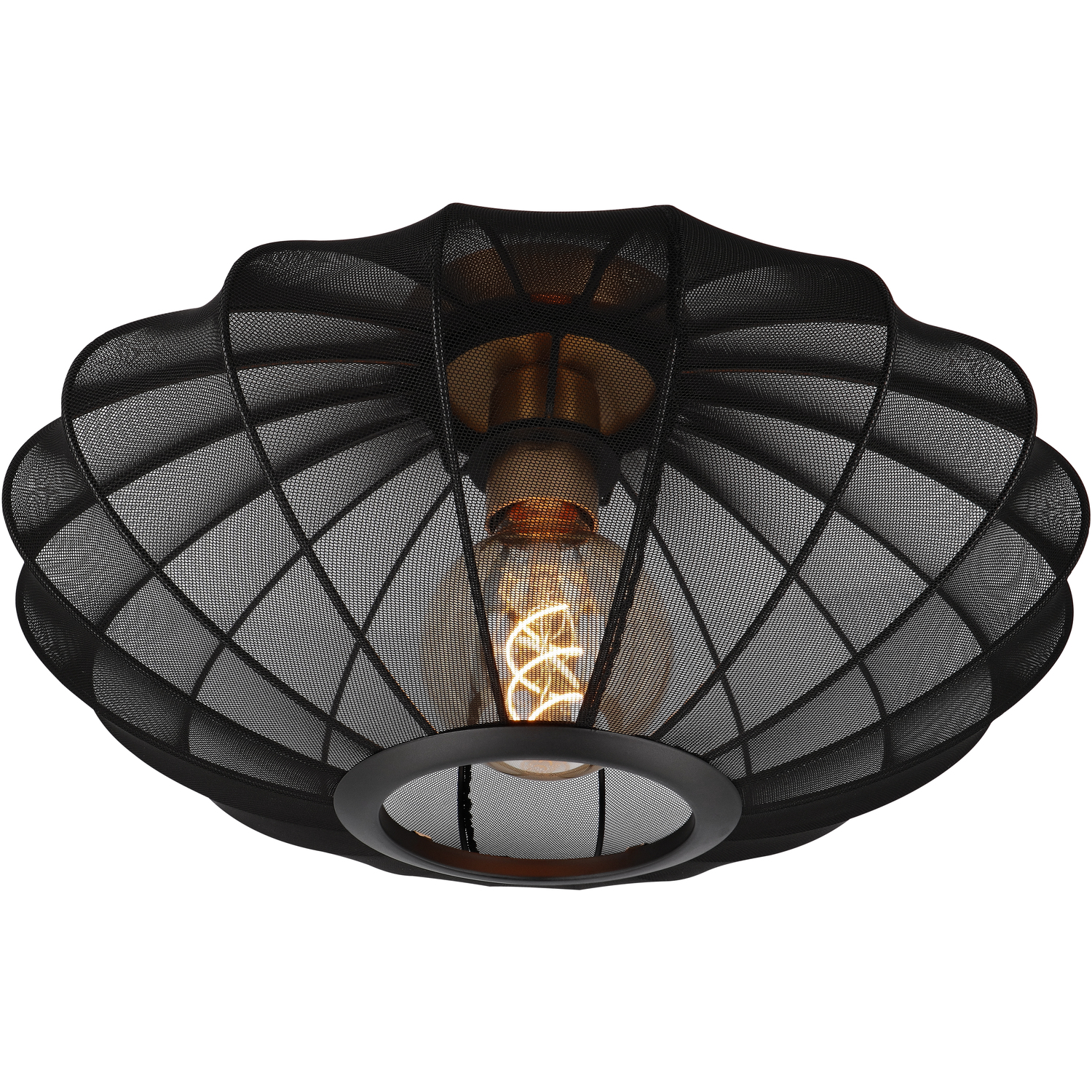 Lucide CORINA Flush Ceiling Light - 40cm - Black - 1x E27 Socket - Image 5