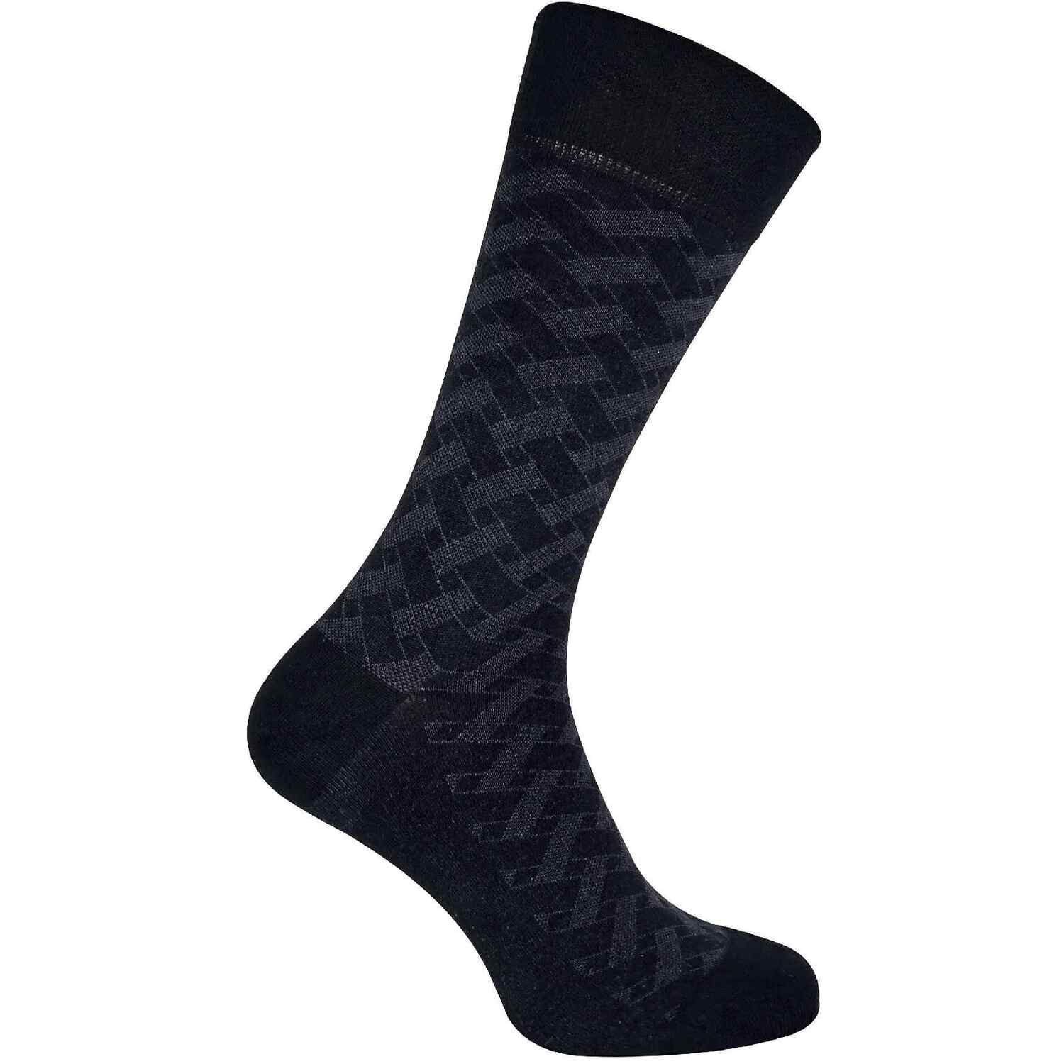Sock Snob Men's Black Grey Blocks - Patterned Design Formal Bamboo Dress Socks | Smart Suit Pairing | Plant Based Fibre | Moisture Managing Hosiery | Wardrobe Rotation | Workday Hosiery - Image 2