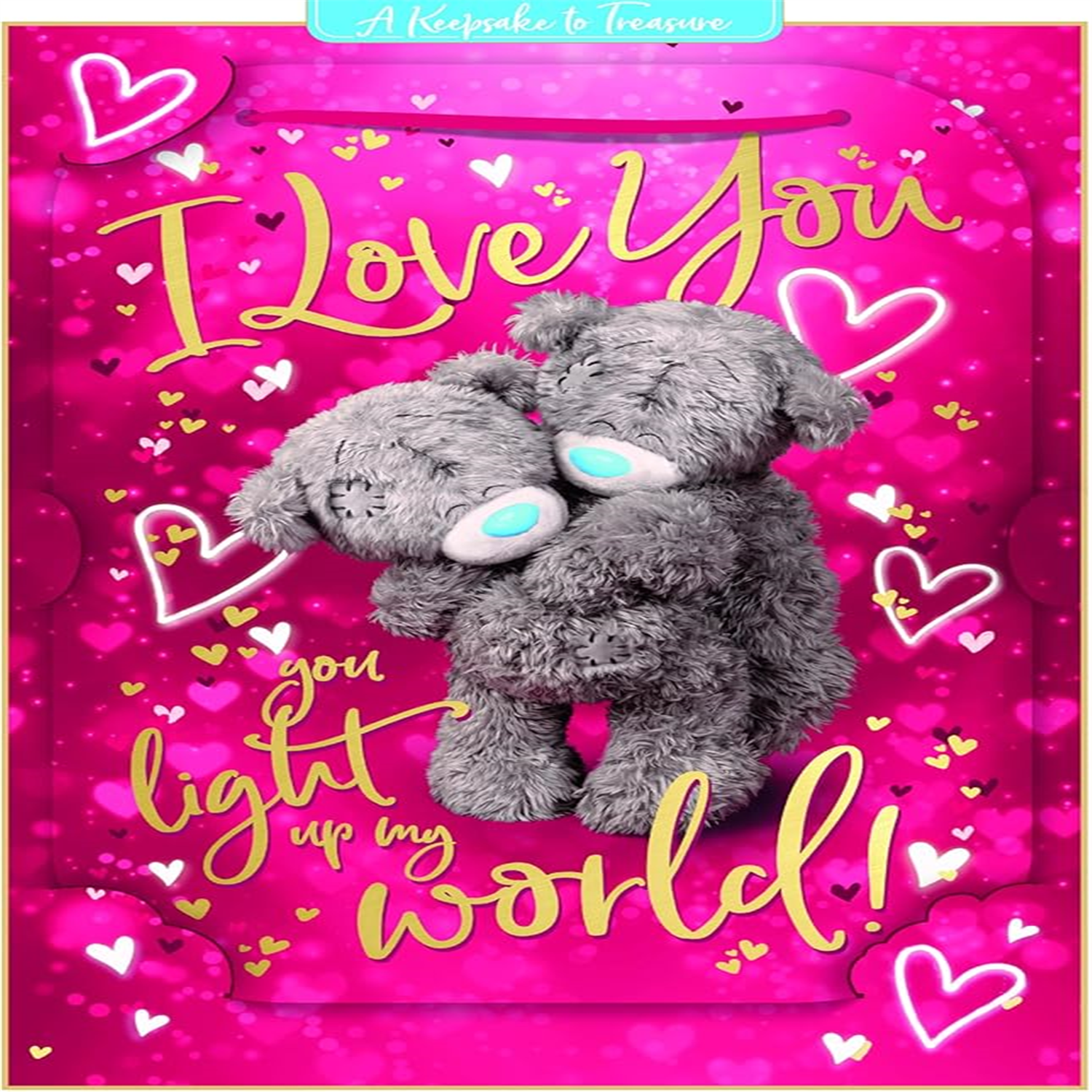 Me To You Tatty Teddy Valentine's Day Luxury 3D Keepsake Card 'You Light Up My World!' 6 x 9 - Official Collection - Image 3