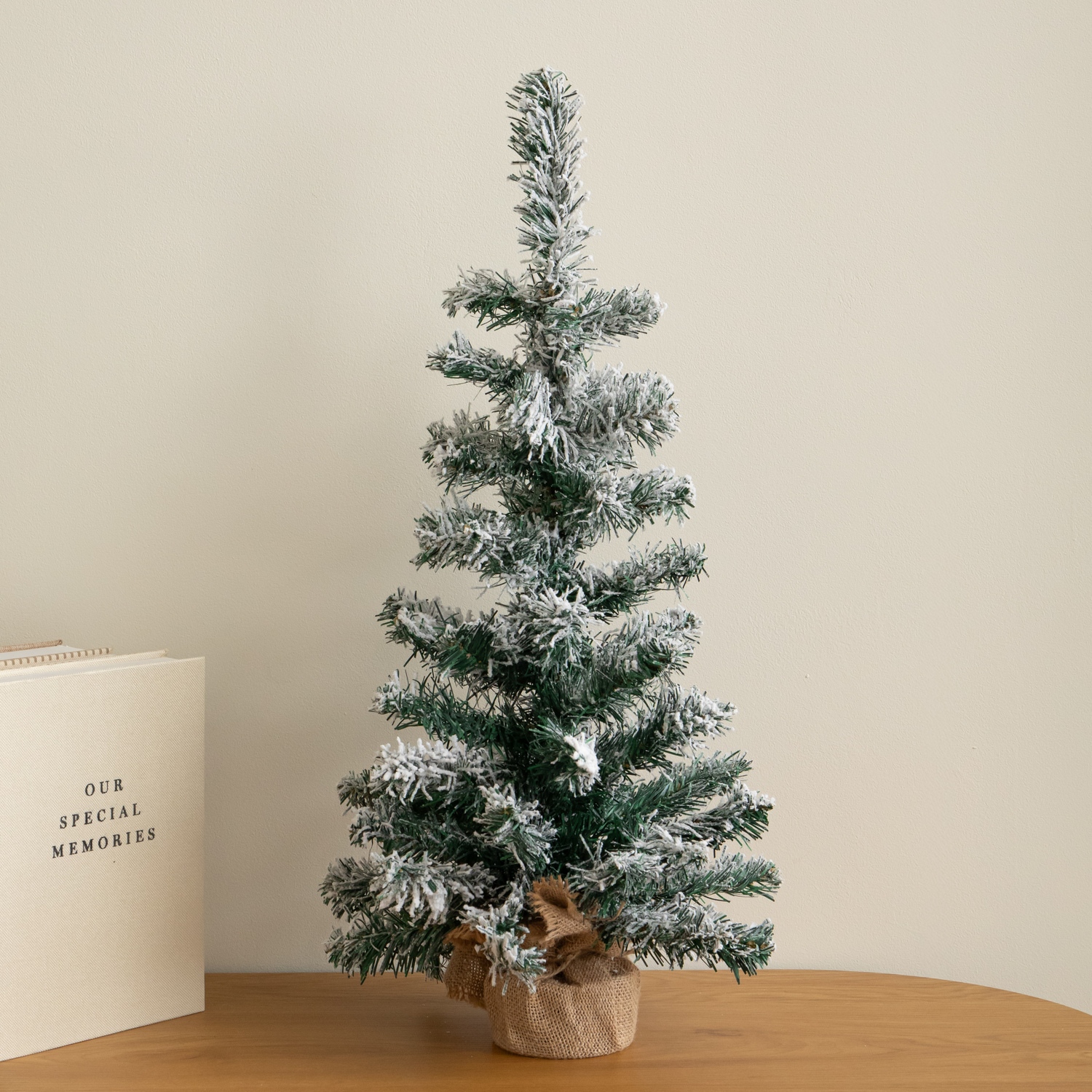 Samuel Alexander Unisex Green 60Cm Snowy Mini Fir Christmas Tree With Jute Bag Stand In - Image 2