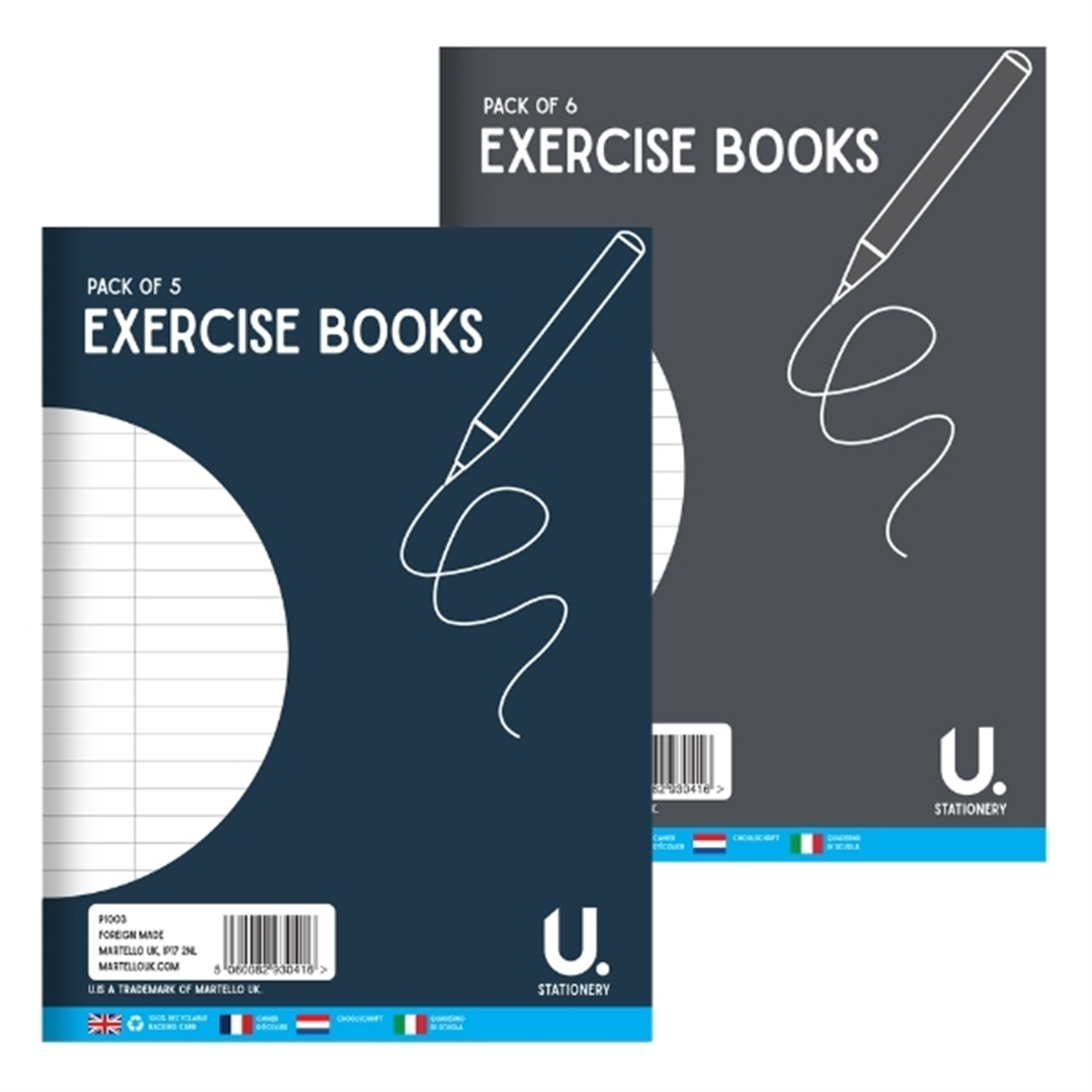 Martello Pack Of 5 32 Pages 15X20cm Exercise Books - Red - Image 1