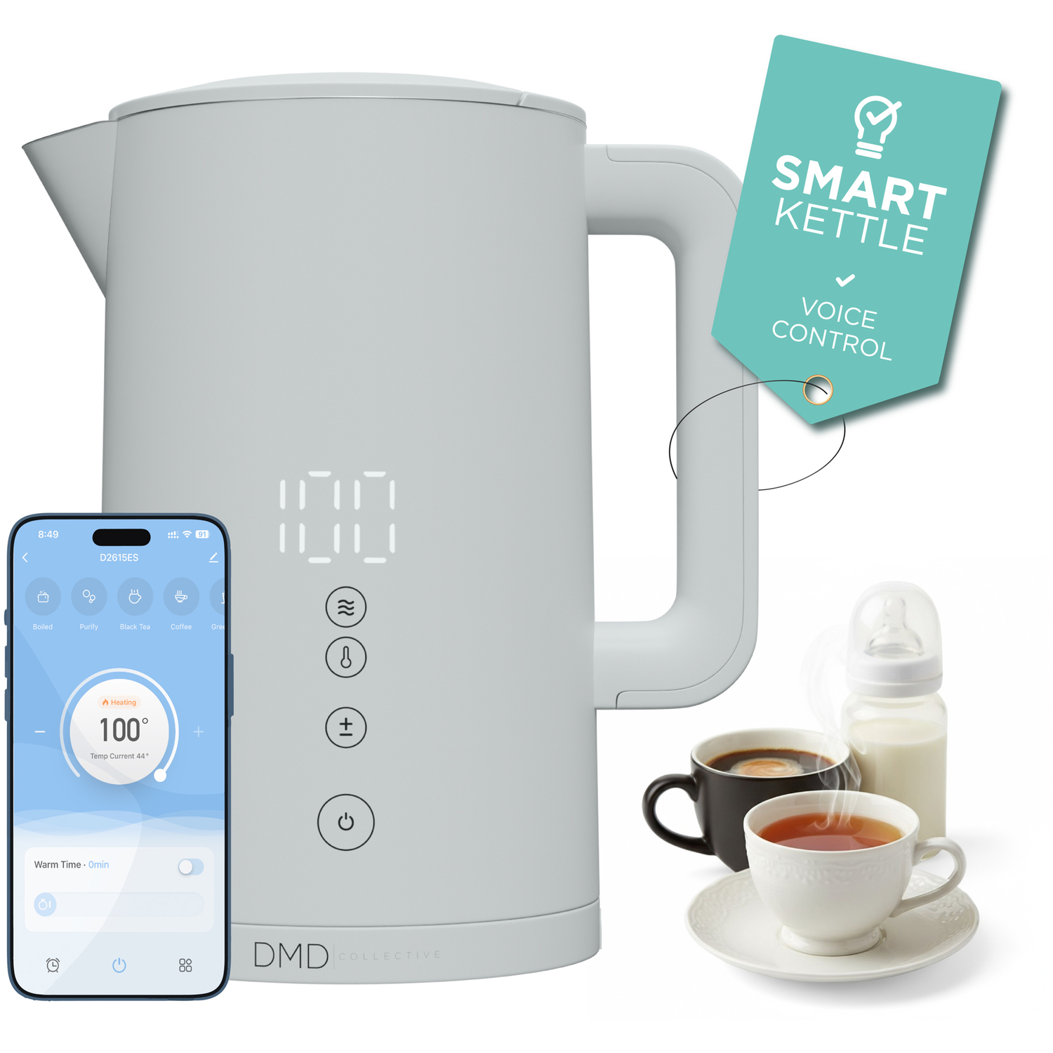 B&Q - Dmd 1.5L Smart KettleWi-Fi TouchscreenApp OperatedVoice Control 2200W - Image 3