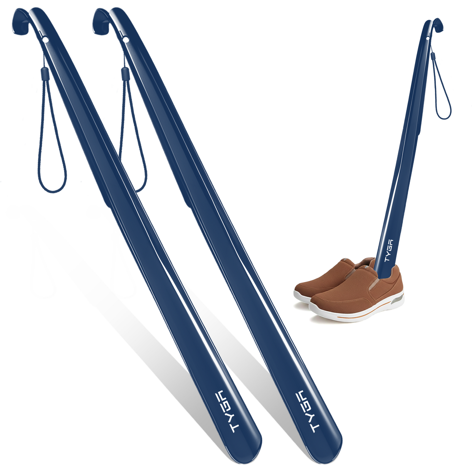 B&Q - Tyga Shoe Horn Extra Long Handled 23 Inches58CmComfortableElongatedBlue (Pack Of 2) - Image 2