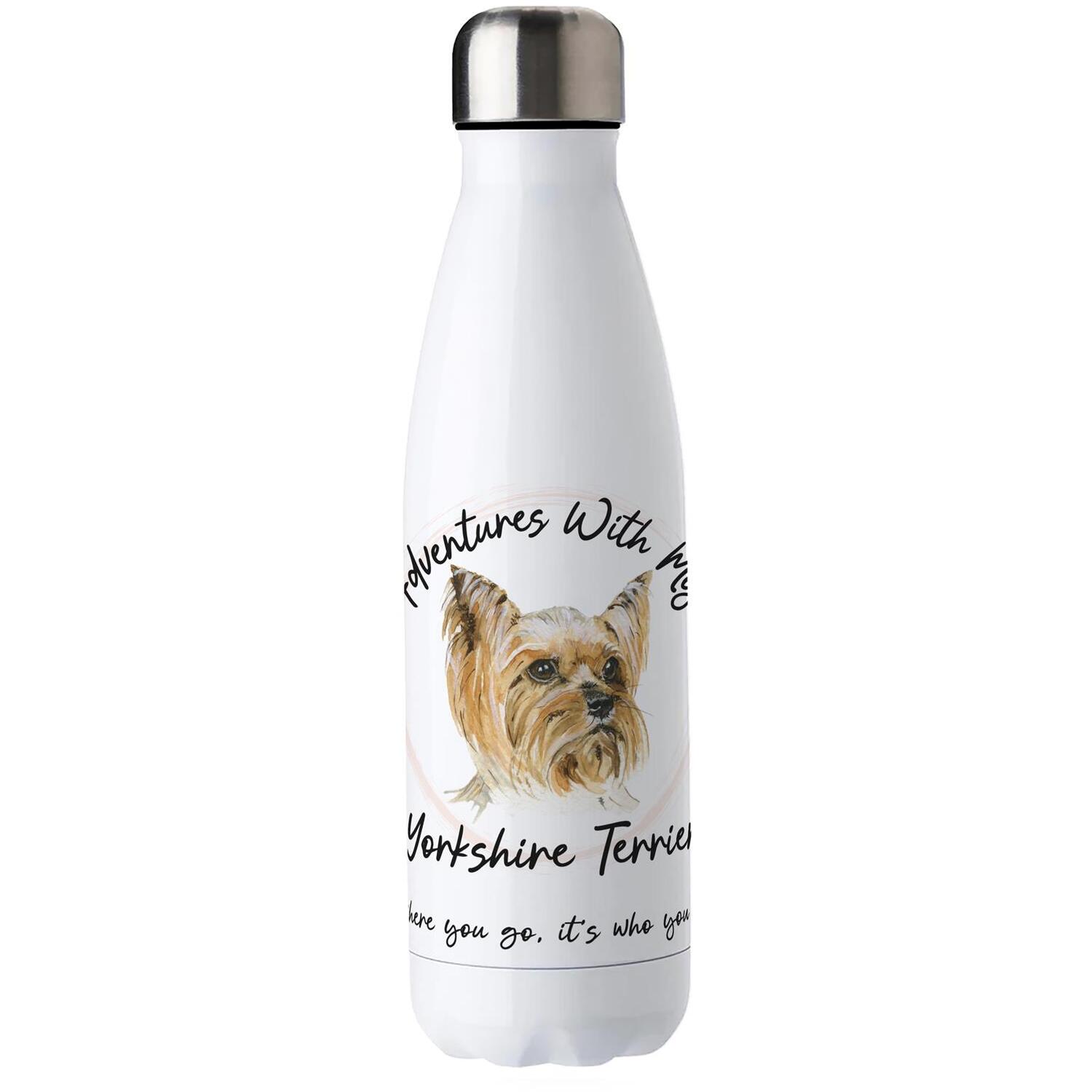 Purely Home Dog Adventures Yorkie Stainless Steel Water Bottle - White - Image 1