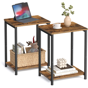 VASAGLE Set of 2 Accent Tables with Steel Frame, 2-Tier Bedside Tables, End Tables for Bedroom
