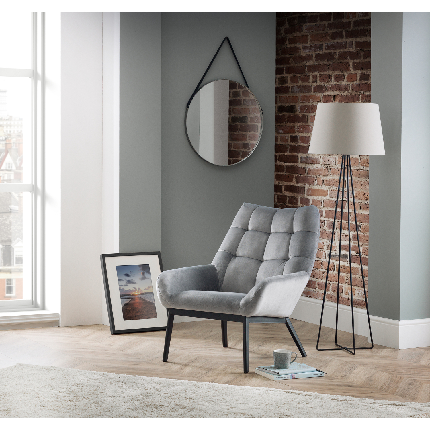 Lucerne Velvet Chair - Grey