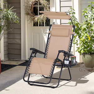 Beige Outsunny Zero Gravity Garden Deck Folding Chair shot 877880