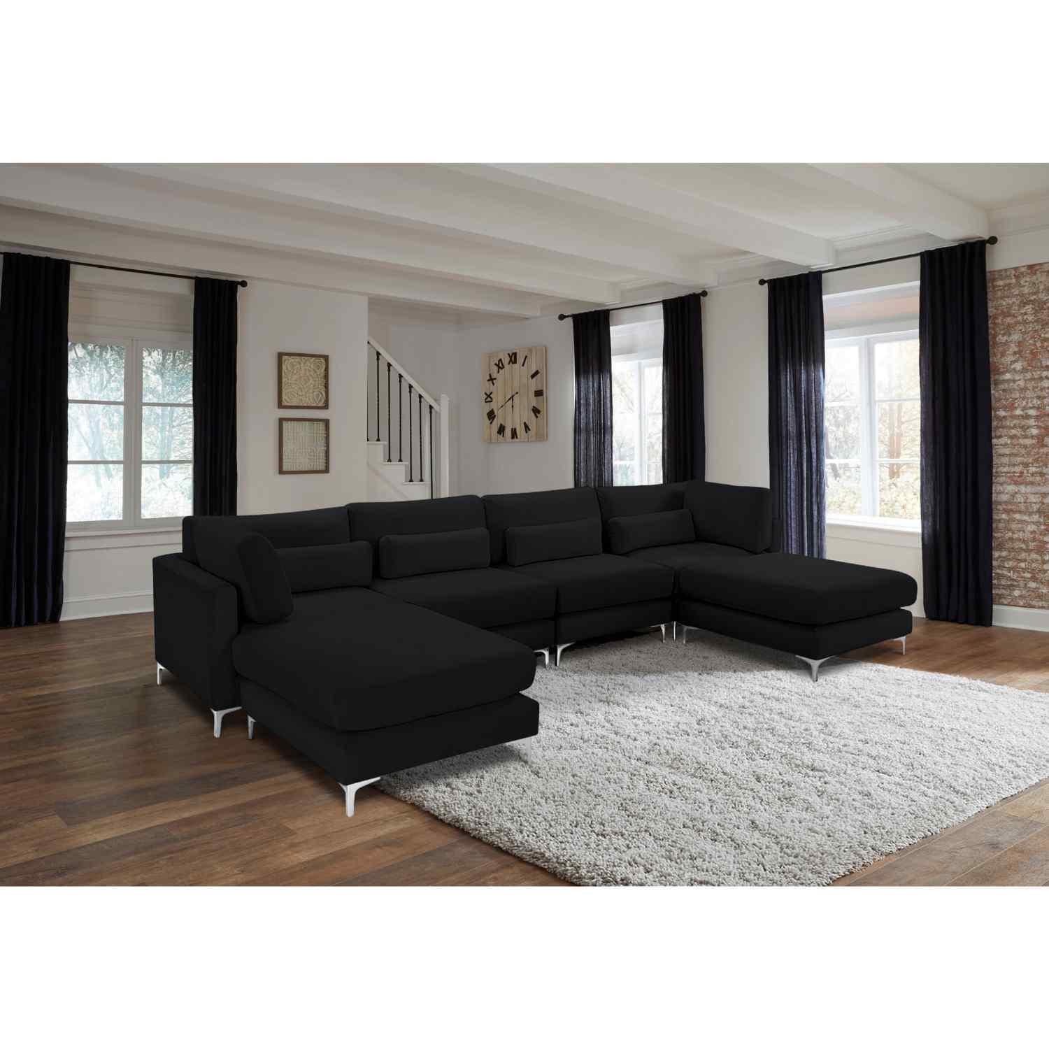 Simply Eleganza - Finley Full Back Large Corner U Shape Sofa - Black thumbnail