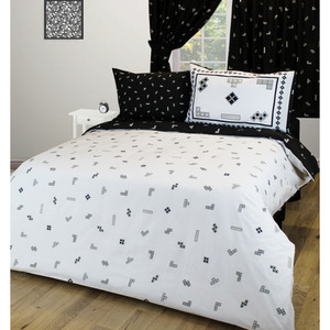Tetris Monochrome Duvet Cover And Pillowcase Set