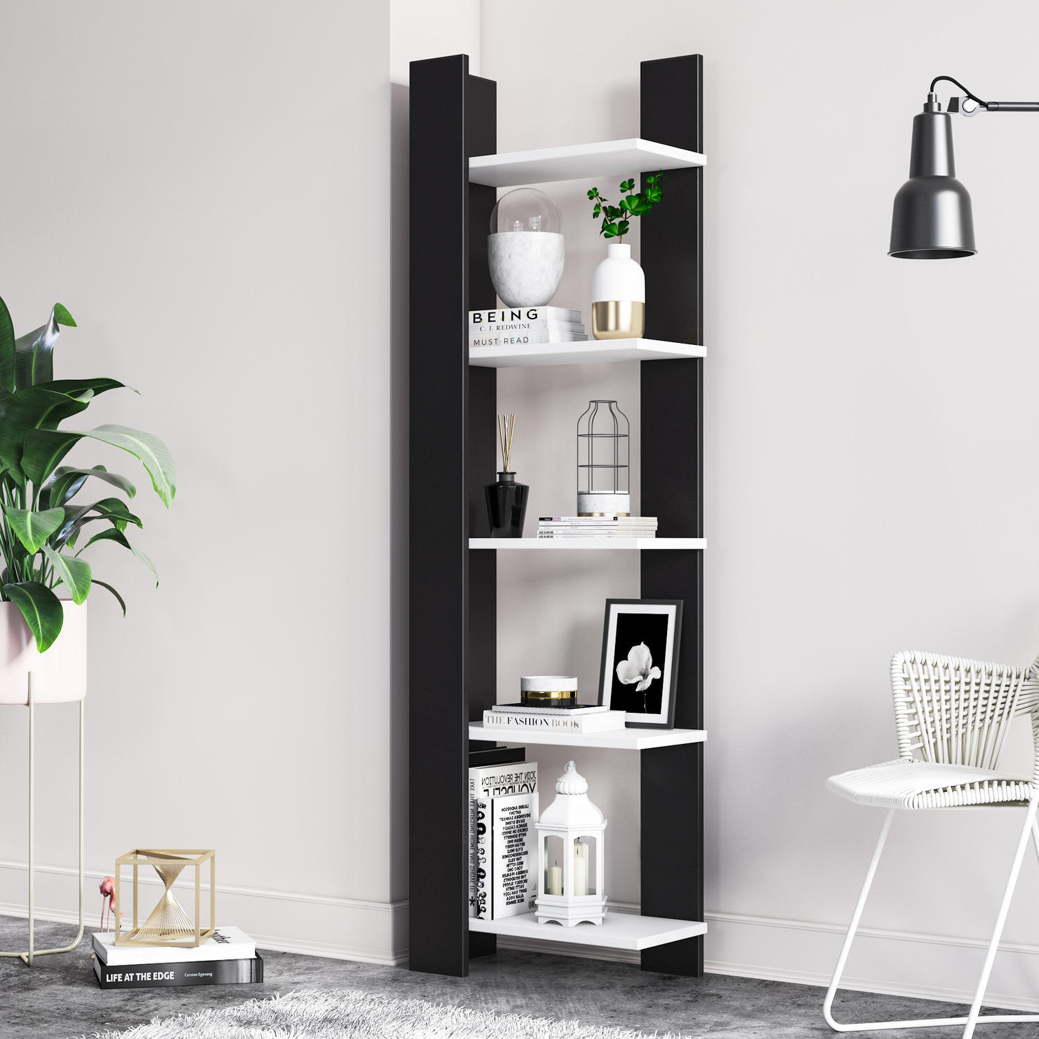 MinimaDecor - Reeta Bookcase - Black and white thumbnail