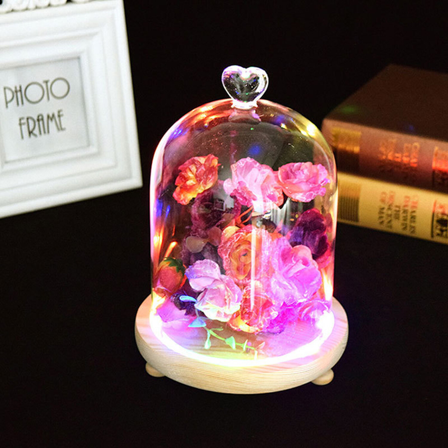 Decorative Glass Dome With Wooden Base - Clear 12cm 18cm