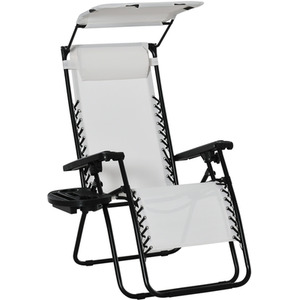 White Outsunny Zero Gravity Garden Deck Folding Chair shot 1337872