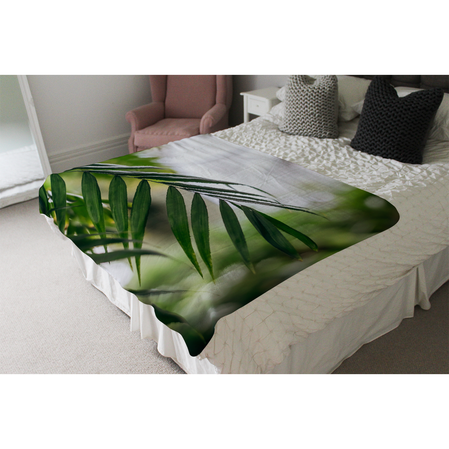 Closeup Of Green Palm Leaf Blanket - Green