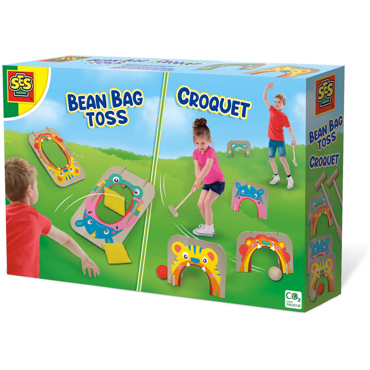 Image of Croquet and Bean Bag Toss 2-in-1 Game - Black