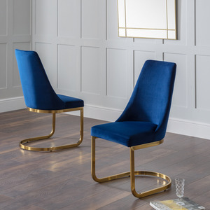 Set Of 2 Vittoria Cantilever Dining Chairs - Blue