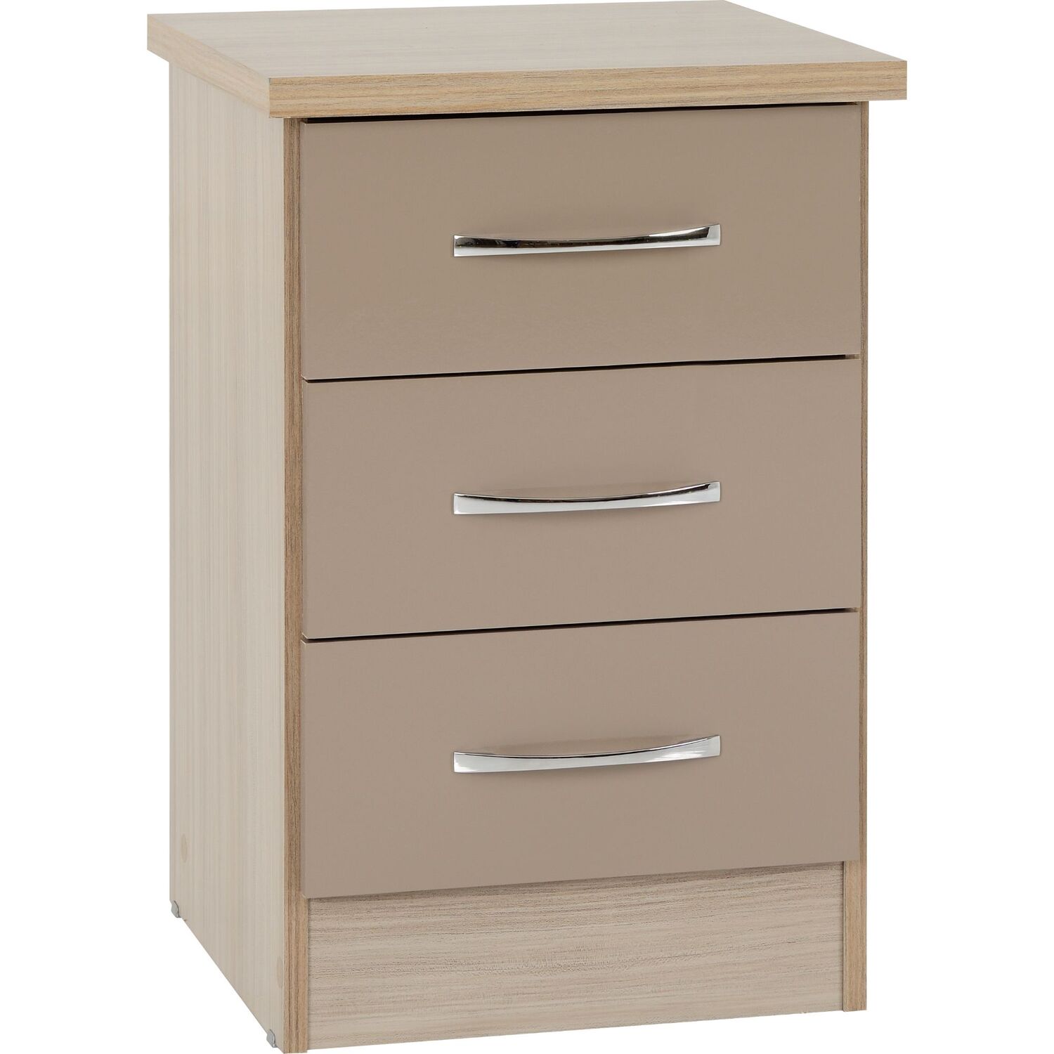 Nevada 3 Drawer Bedside - Oyster Light Oak