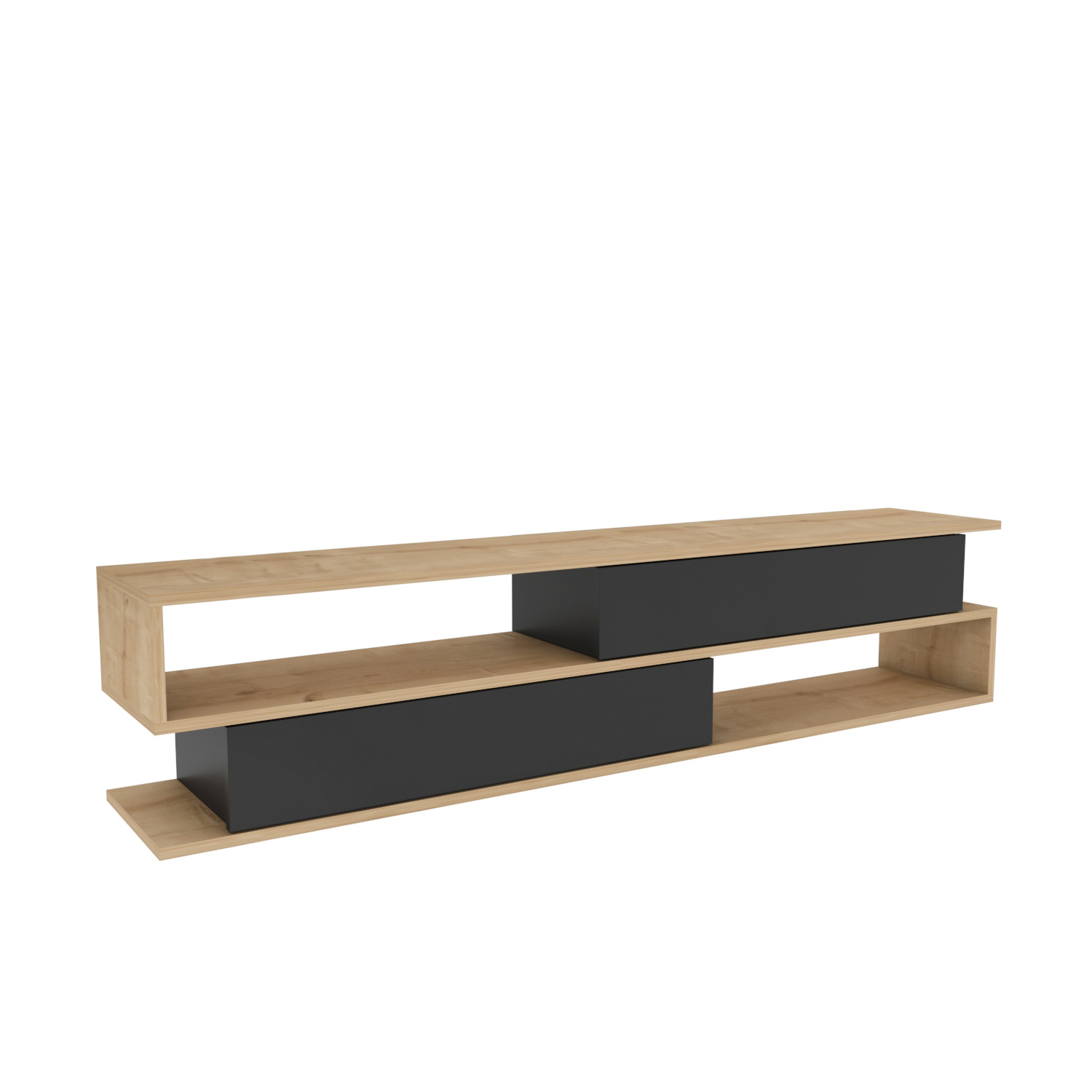 Cortez Tv Unit - Sapphire Oak Pattern Anthracite 35cm