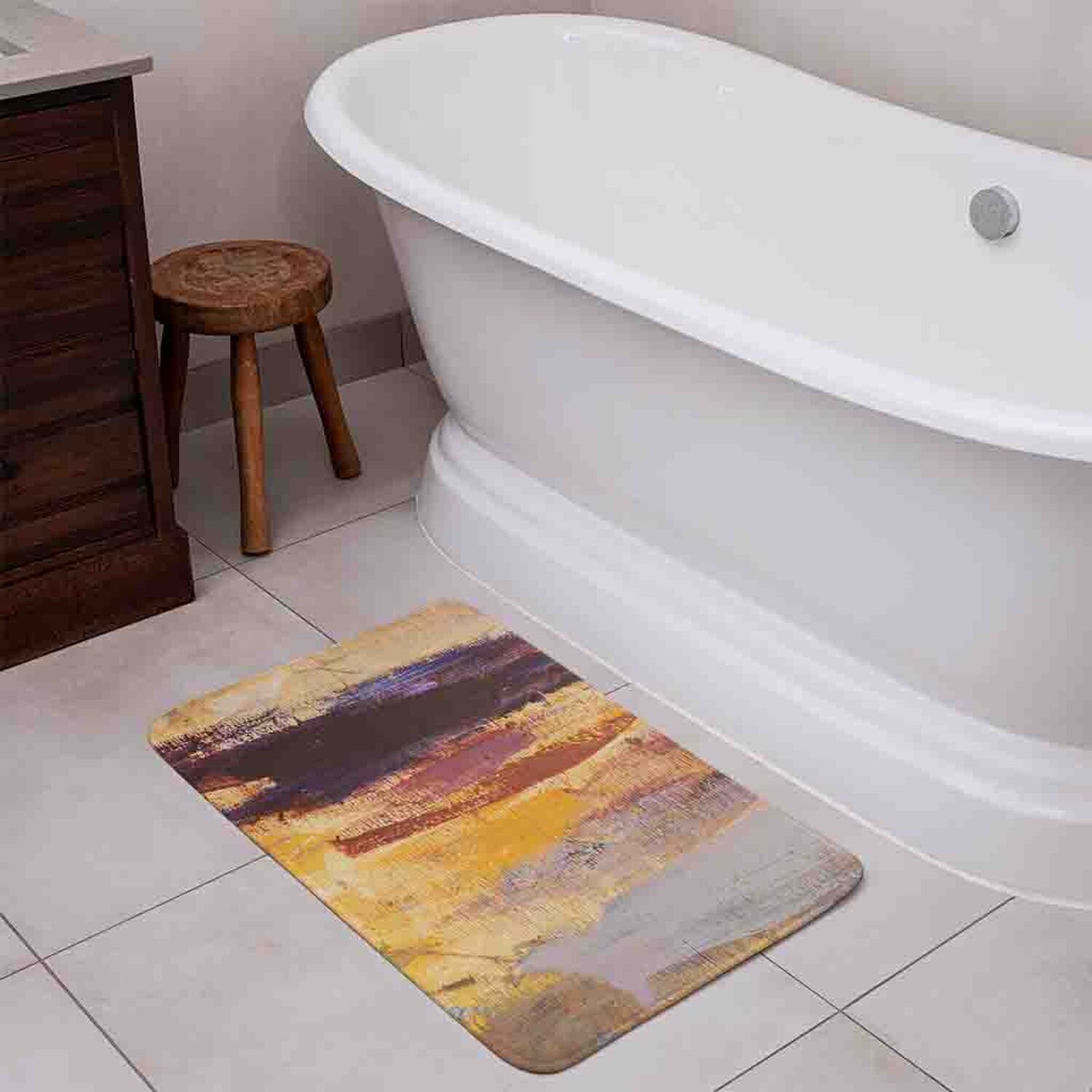 Abstract Grunged Paint Bathmat - Orange