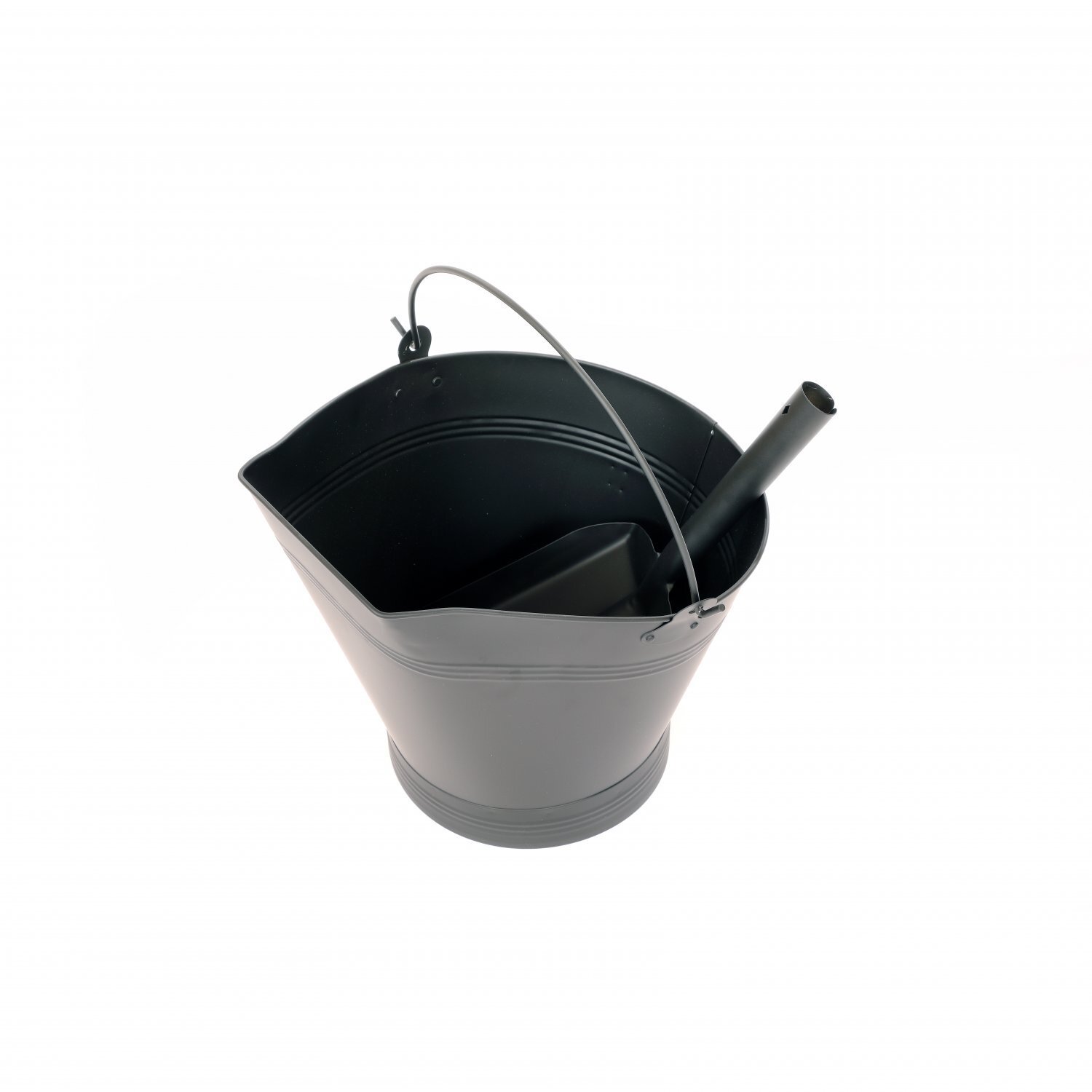 Heavy Duty Steel Fireplace Coal Bucket Scuttle Hod with Shovel - Black