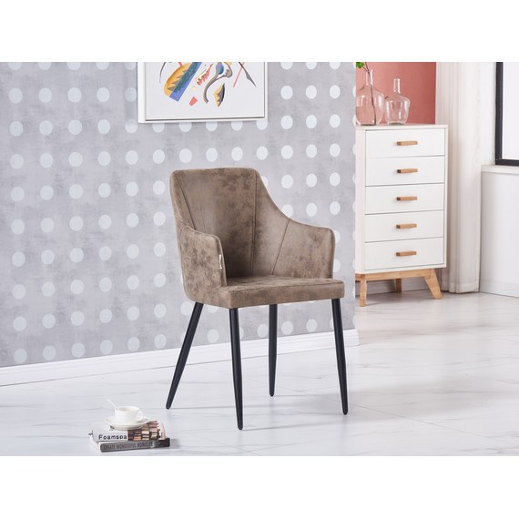 Set of 2 Zarah Faux Leather Dining Chairs Metal Legs Dining Room Chairs