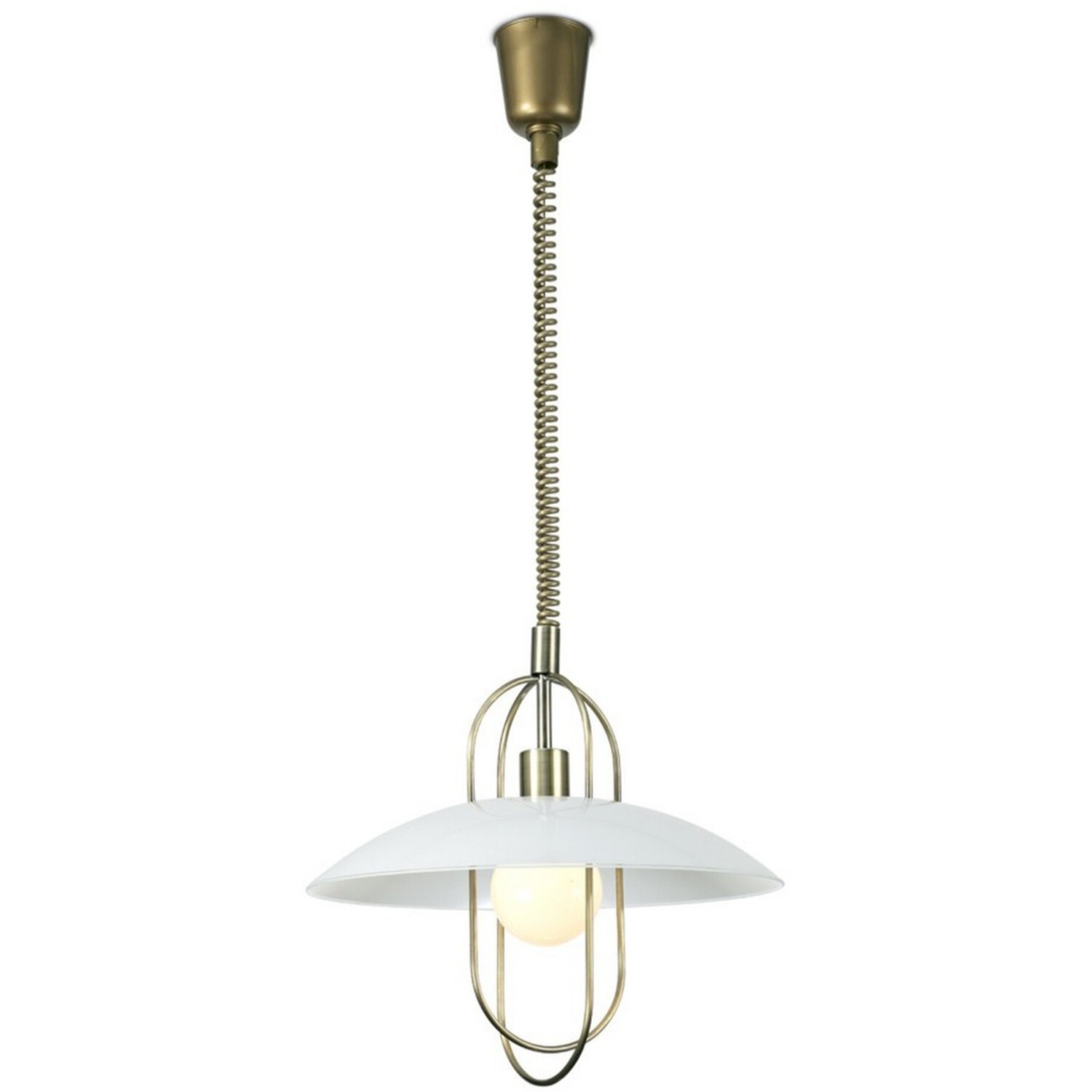 Riva Rise  Fall Dome Ceiling Pendant E27, Antique Brass, Glass Shade - Antique Brass