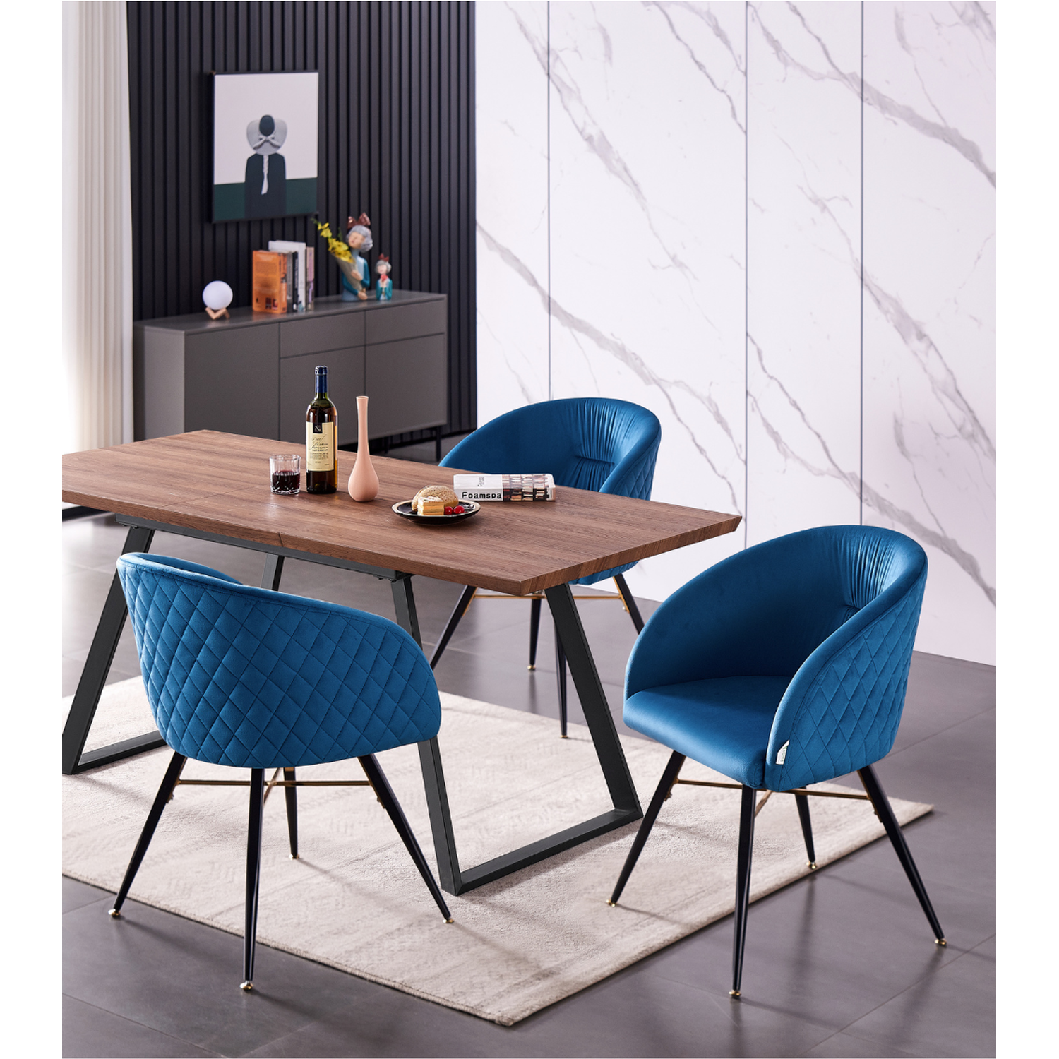 Vittorio Toga Lux Dining Set With A Table And 4 Chairs - Blue