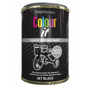 Jet Black Paint Tins Glitter Fabric Vinyl Leather Gloss 300ml