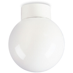 Opal 1 Light Glass Sphere Flush Globe Ceiling Light - 60W White, E27