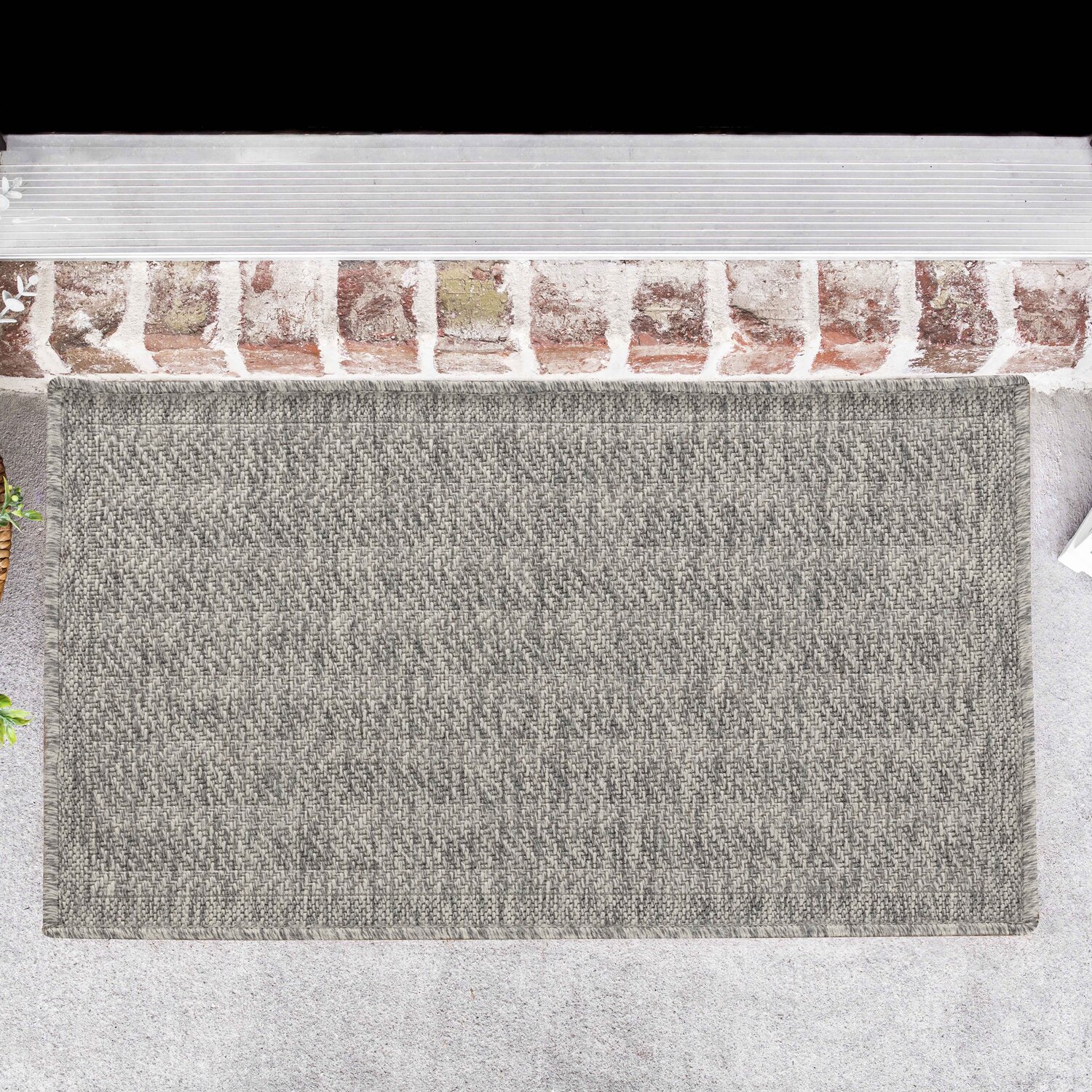 Modern Herringbone Design Outdoor-Indoor Waterproof Rugs - Silver / 50x80 cm Rectangle