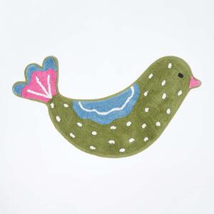 Cotton Tufted Green Bird Childrens Rug