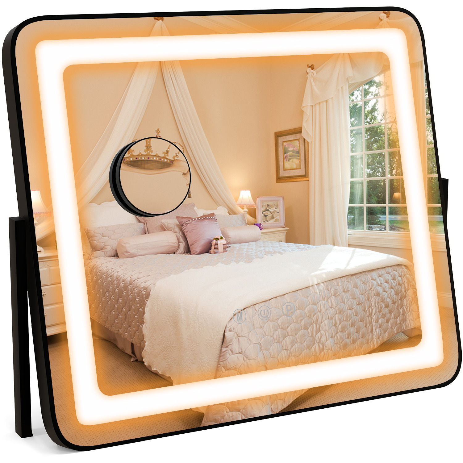 Costway Vanity Mirror Tabletop LED Lighted Mirror - Black thumbnail
